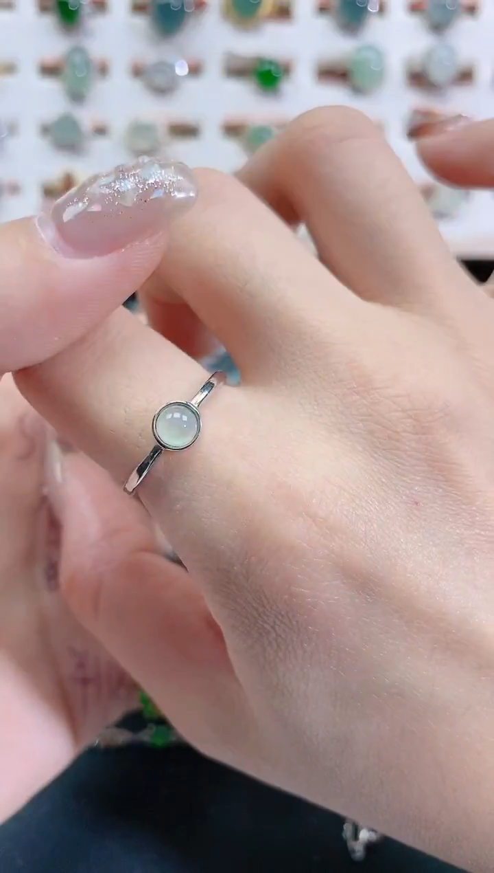 银S925镶嵌戒指翡翠天然翡翠