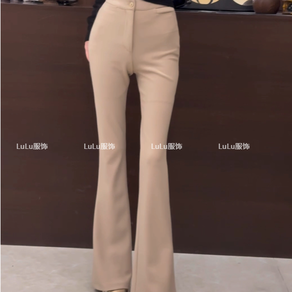 璐璐力推--2025春季新款韩版修身显瘦微喇裤气质高腰弹力休闲裤