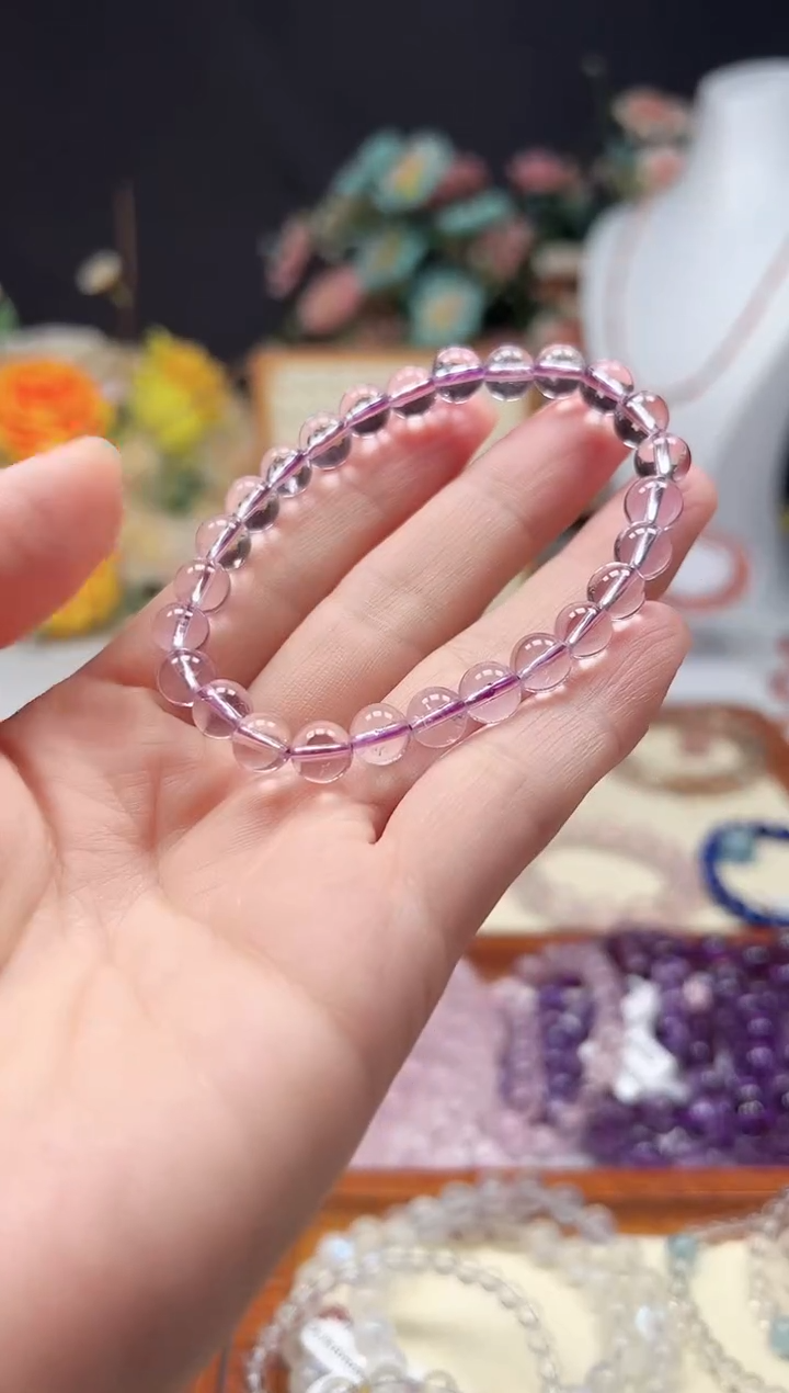 水晶手串未镶嵌天然7mm玻利维亚紫水晶手串