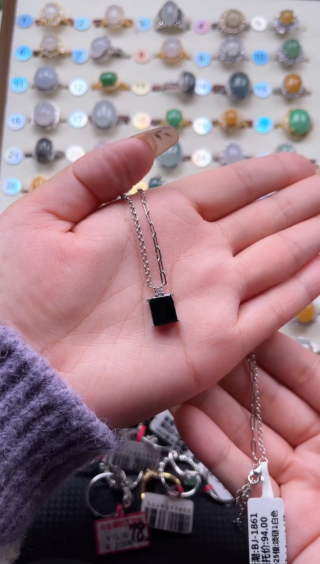 【闪购商品】翡翠颈饰银S925镶嵌天然A货翡翠项链/吊坠