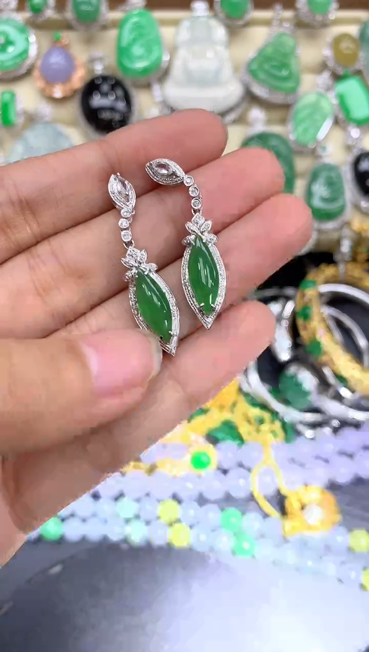 【闪购商品】翡翠耳饰18K金镶嵌256-中国好珍宝