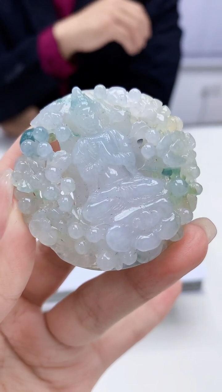 【闪购商品】定制翡翠未镶嵌4969-kk-毛货挂件观音64