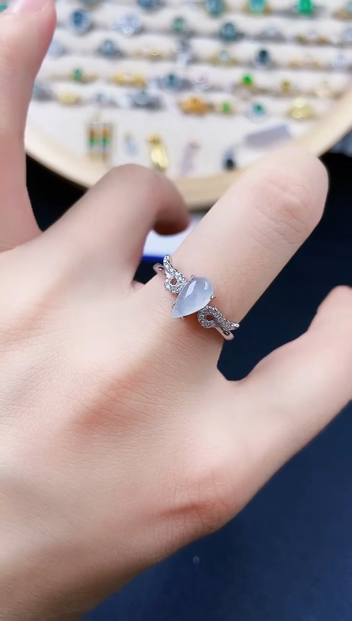 翡翠银S925镶嵌戒指64646