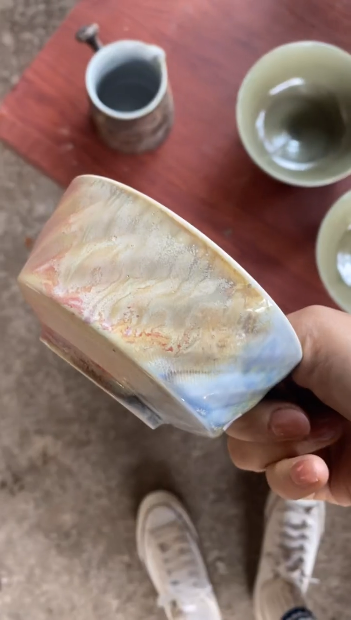 【闪购商品】浪鬼柴烧釉绘柴烧杯碗