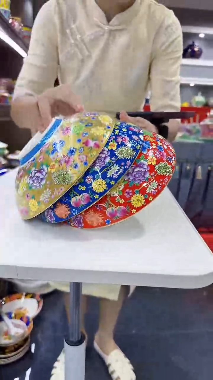 瓷片8.5英寸元宝盘3个景德镇混色 