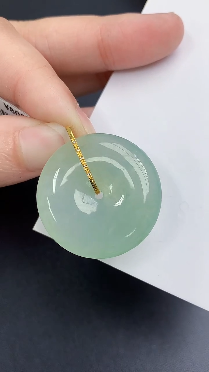 颈饰18K金镶嵌翡翠天然缅甸A货百元以上9元证书费自理