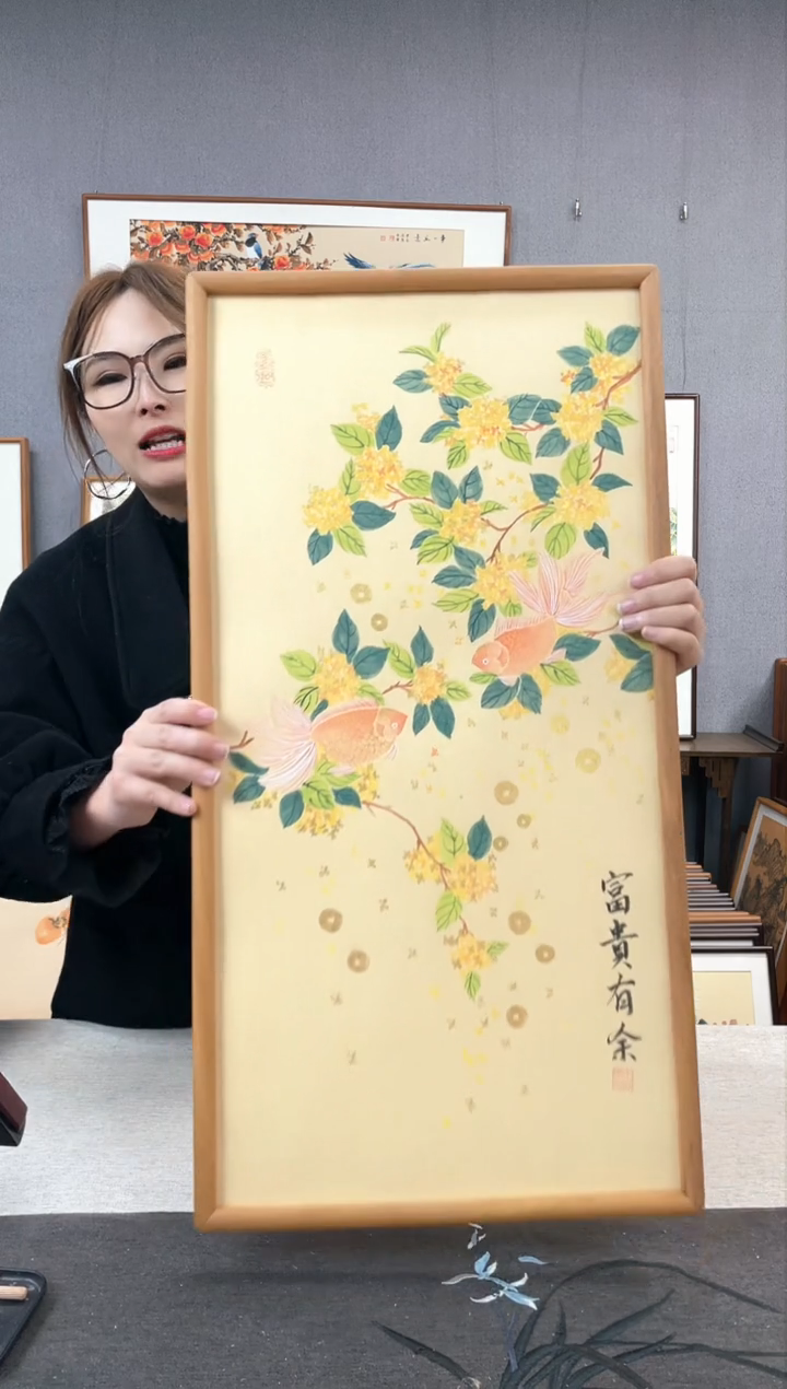 【闪购商品】国画手写手绘带框作品-35*68-