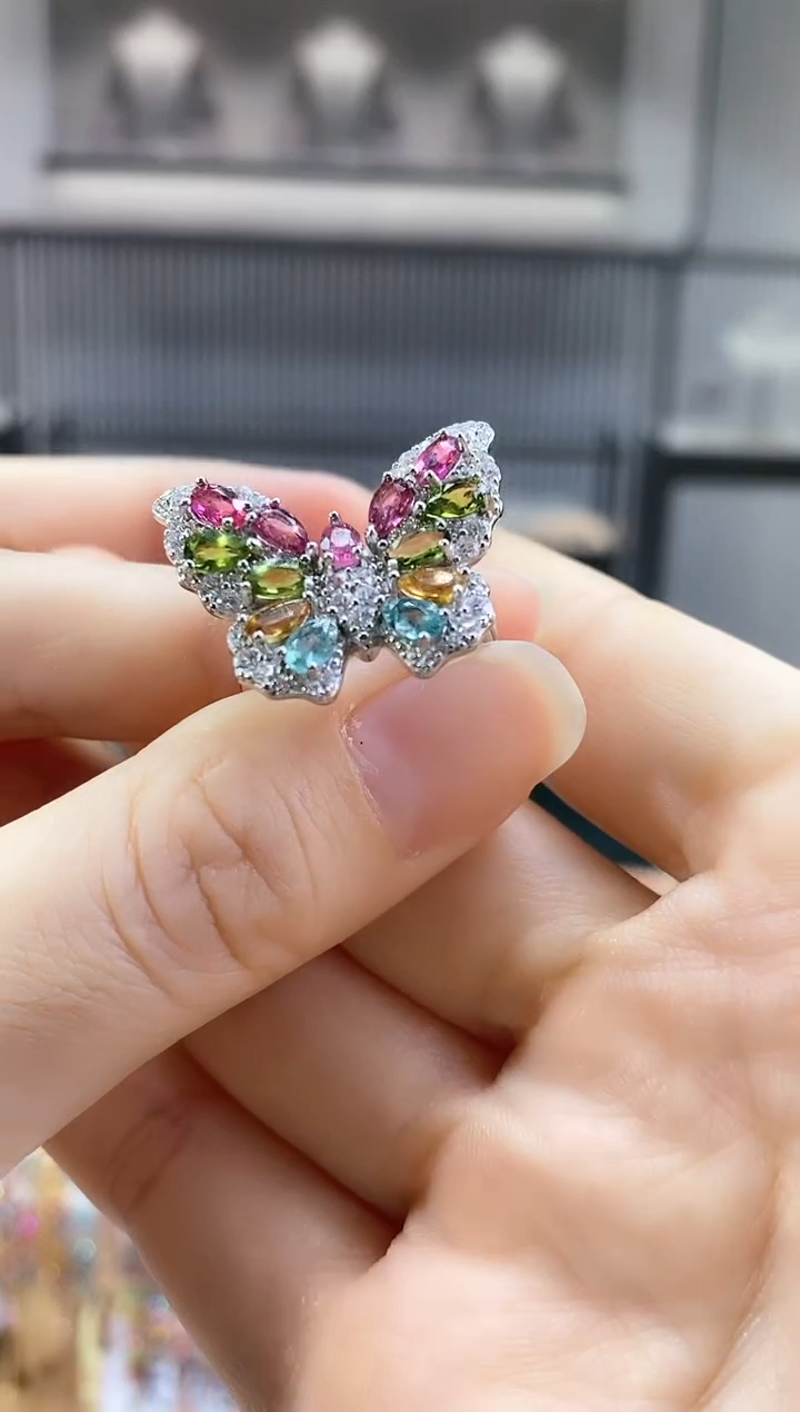 银S925镶嵌戒指碧玺354354354354354