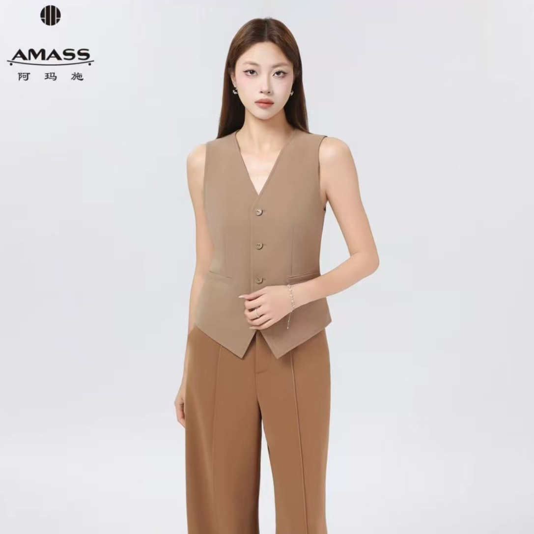 AMASS/阿玛施复古气质休闲纯色西装马甲女士5400870-4249143