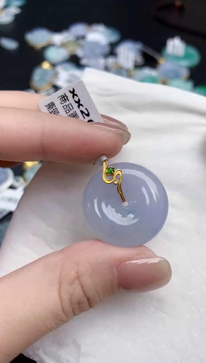 【闪购商品】翡翠颈饰18K金镶嵌天然缅甸翡翠A货