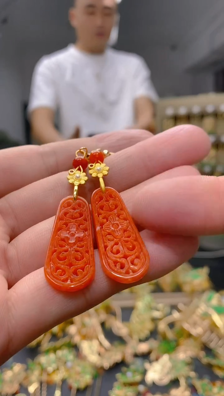 【闪购商品】翡翠耳饰合金175翡翠耳钩