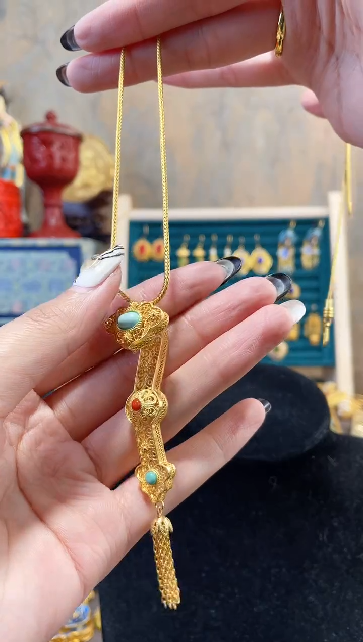 【闪购商品】吊非遗绝技花丝镶嵌坠如意