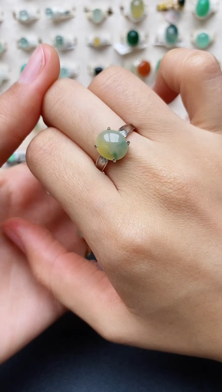 【闪购商品】翡翠戒指银S925镶嵌缅甸翡翠