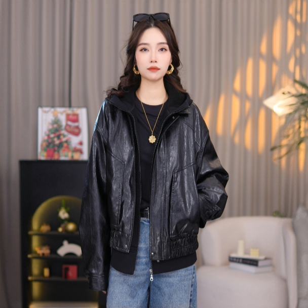 AMASS/阿玛施25秋冬新款秀场个性INS宽松休闲复古皮衣外套540125