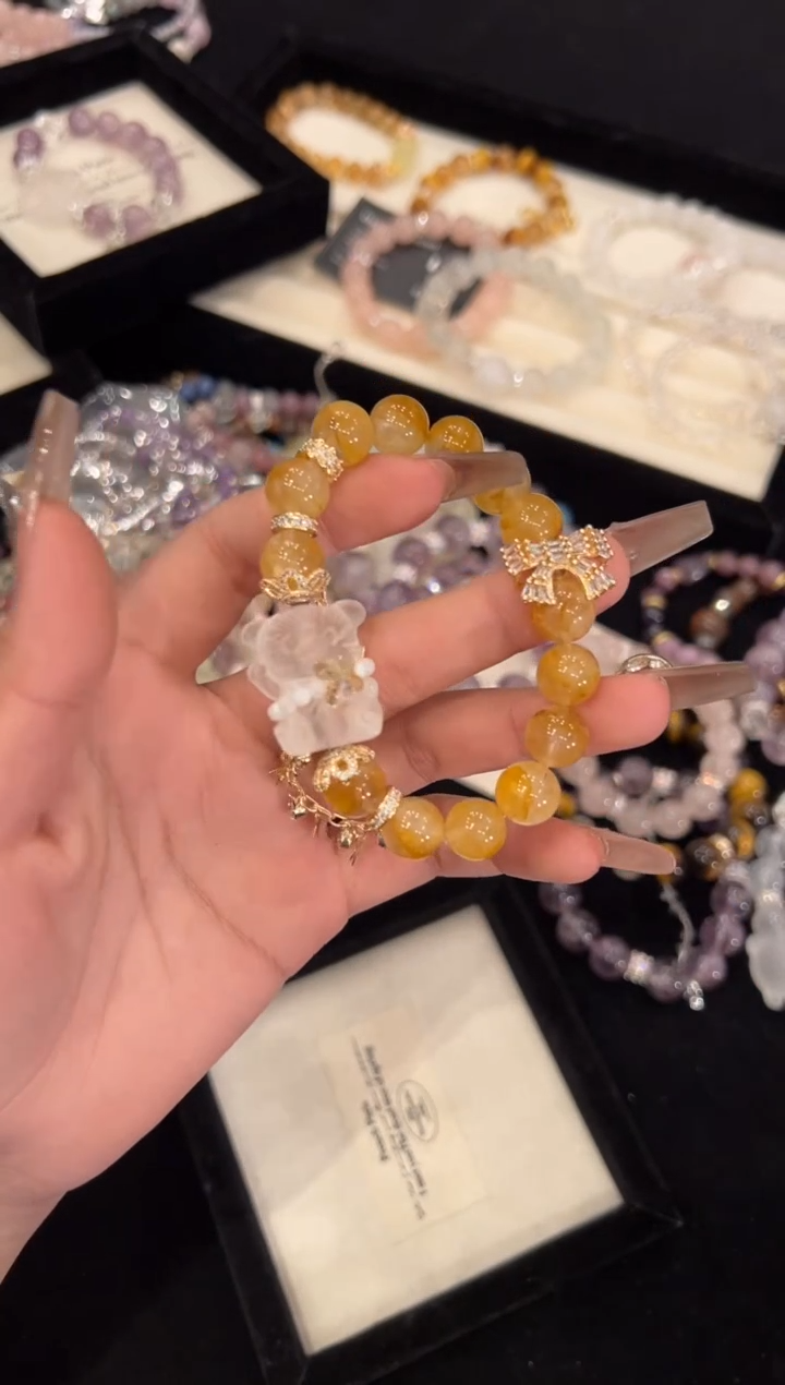 【闪购商品】水晶手链合金黄胶花手链x995