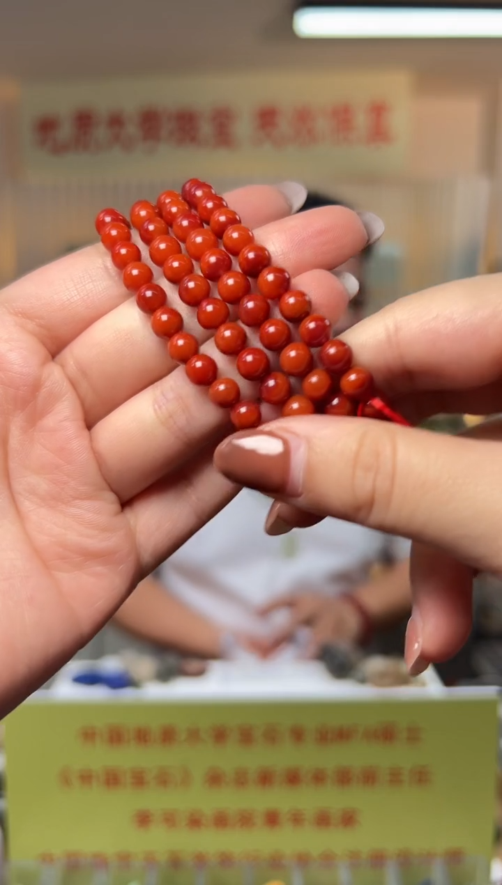 南红玛瑙未镶嵌颈饰多圈长链6-6.5mm