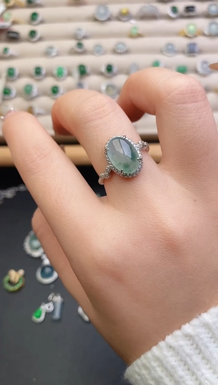 银S925镶嵌戒指翡翠2