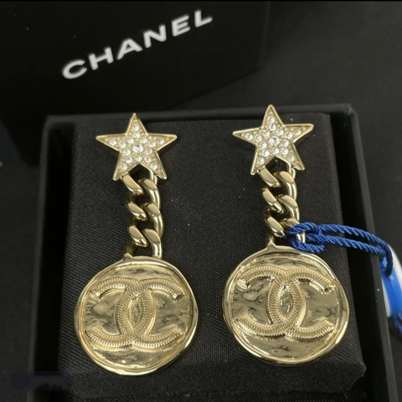 未使用 Chanel/香奈儿 满钻星星金币流苏耳环/首饰