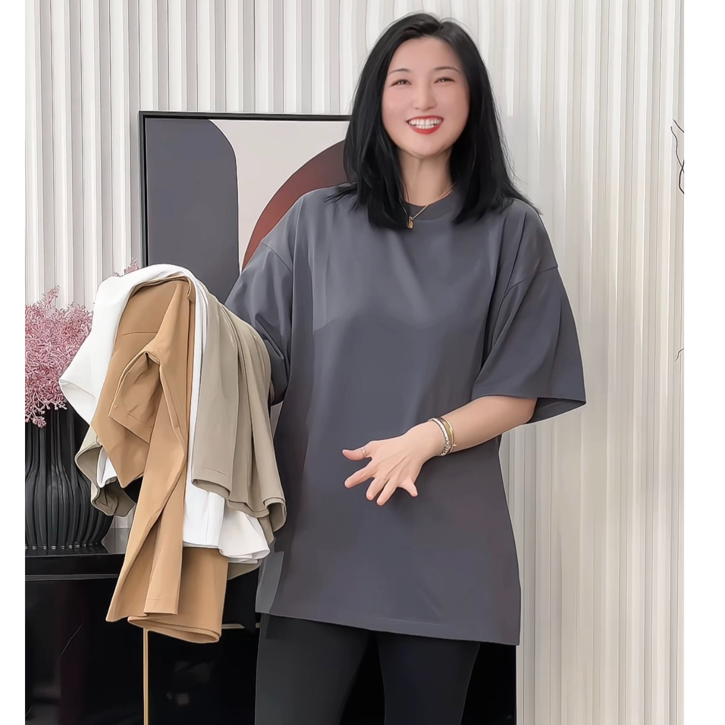 【100棉男女同款7157棉T】巴瑟大码圆领宽松显瘦百搭短袖上衣