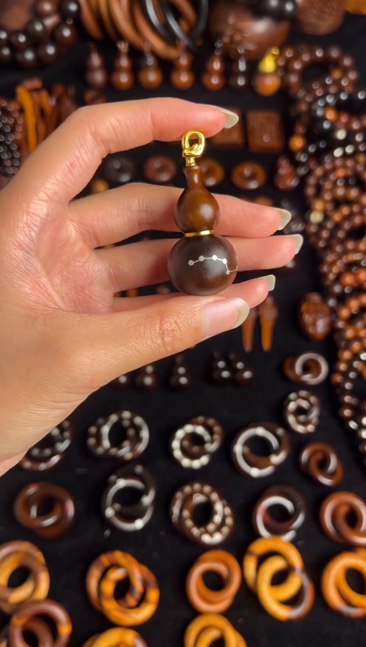 枣木雷击枣木玉化镶银七星葫芦