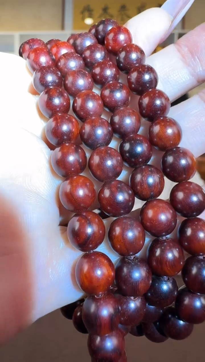 檀香紫檀（小叶紫檀）顶卡8 圆珠108颗