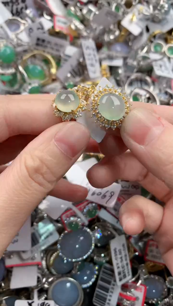 银S925镶嵌戒指翡翠6666----1