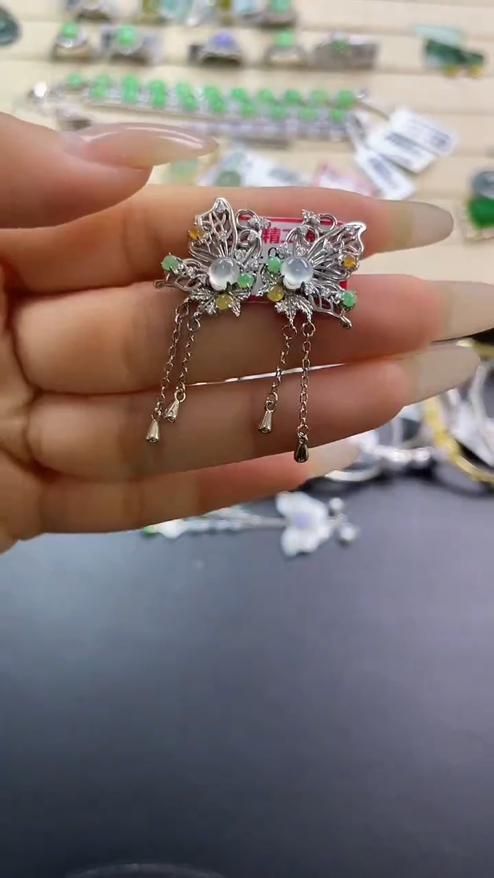 银S925镶嵌戒指翡翠翡翠 蛋面 银S925镶嵌