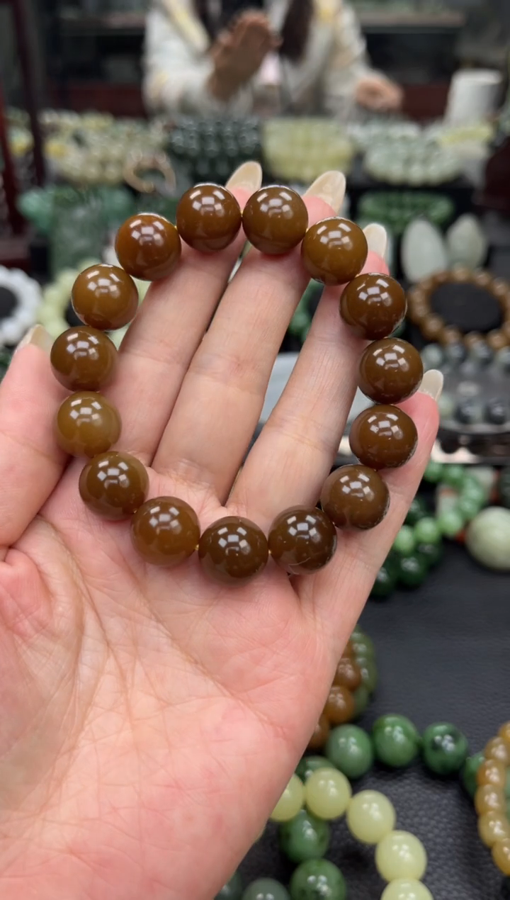 【闪购商品】和田玉手串未镶嵌新疆且末老红糖卡14