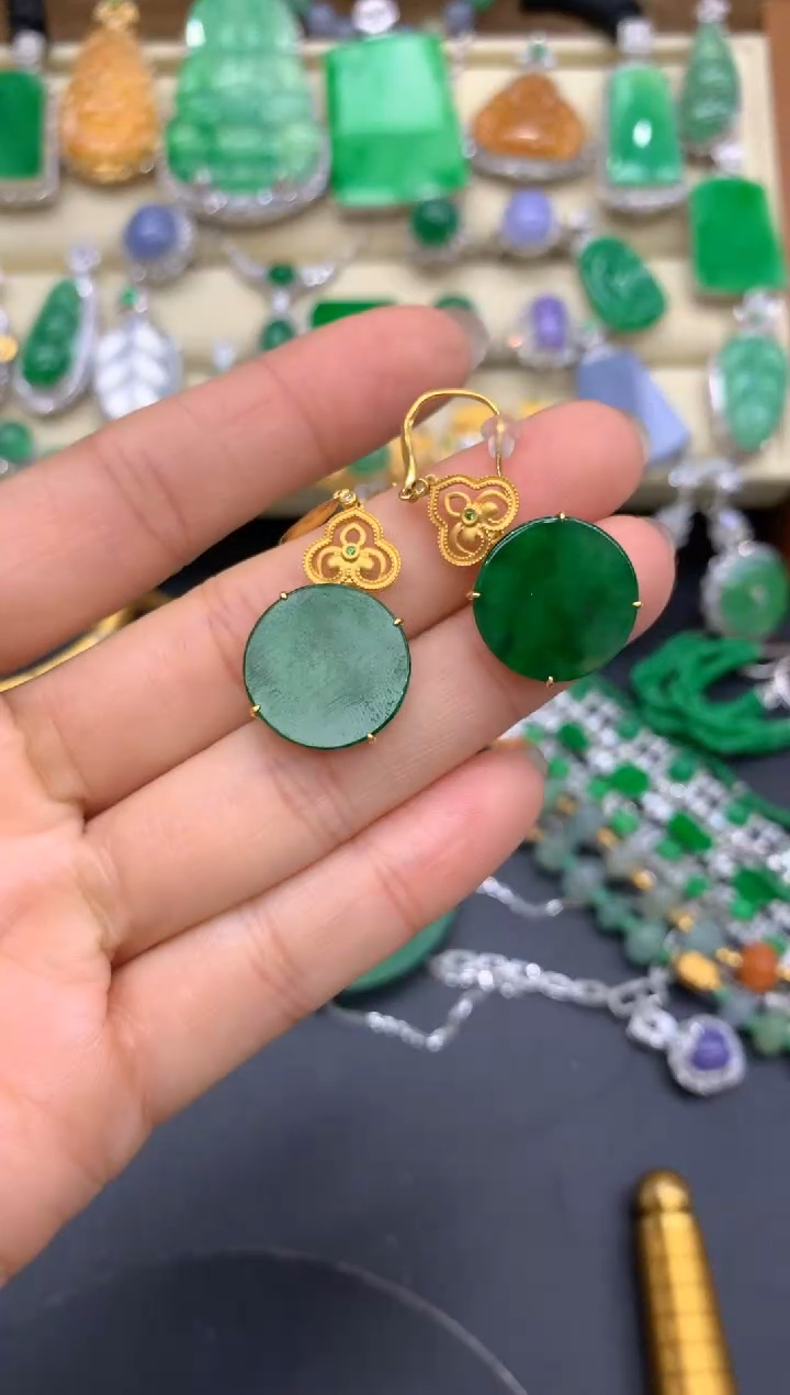 【闪购商品】翡翠耳饰18K金镶嵌572-中国好珍宝