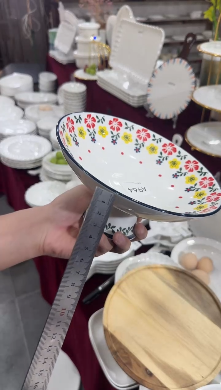 摆件8.5寸高脚盘-蓝朵