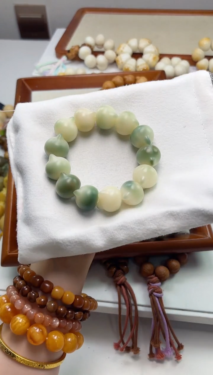 手串菩提根/象牙果兮***嘻沐i83干磨猫猫头21mm手串瑕疵不补