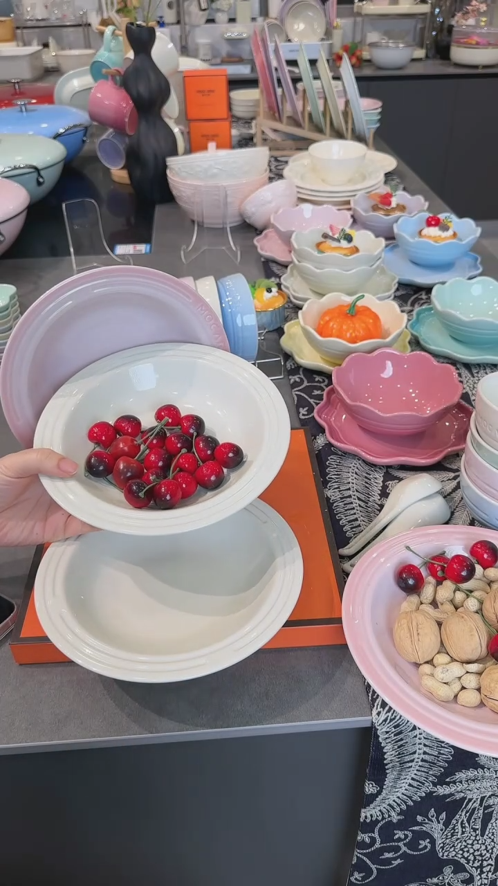 【闪购商品】瓷【2个装】奶油白草帽盘-20cm