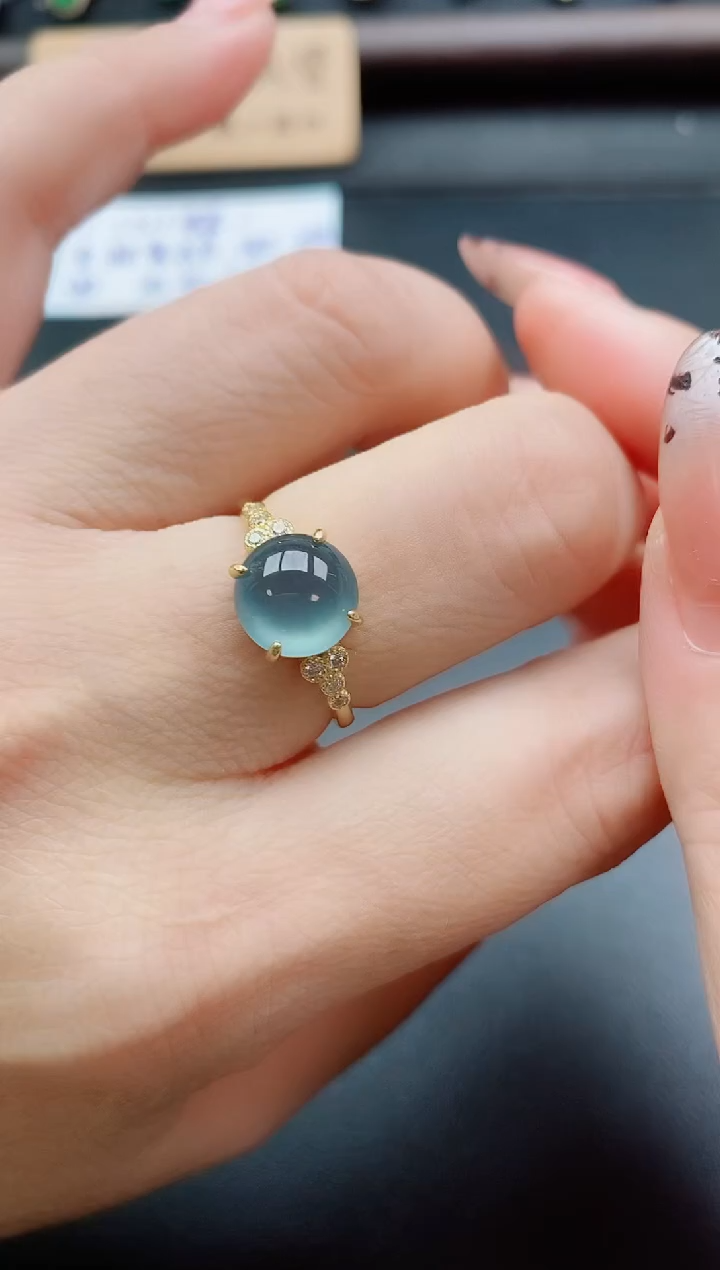 银S925镶嵌戒指翡翠1