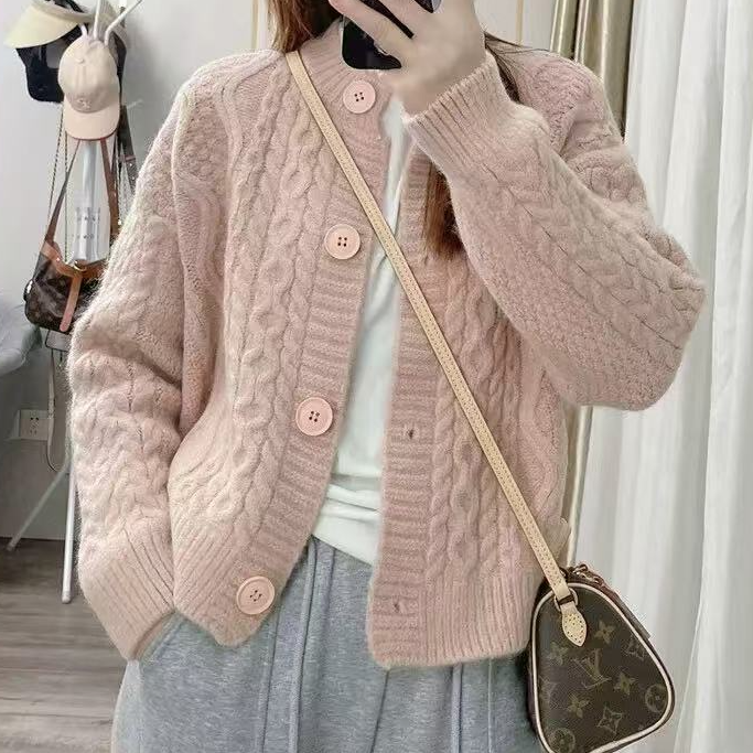 糖果色秋冬针织百搭毛衣女有线头--[354---460]