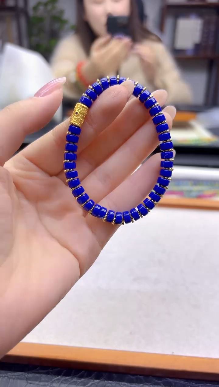 14K金镶嵌青金石手链DIY款S916