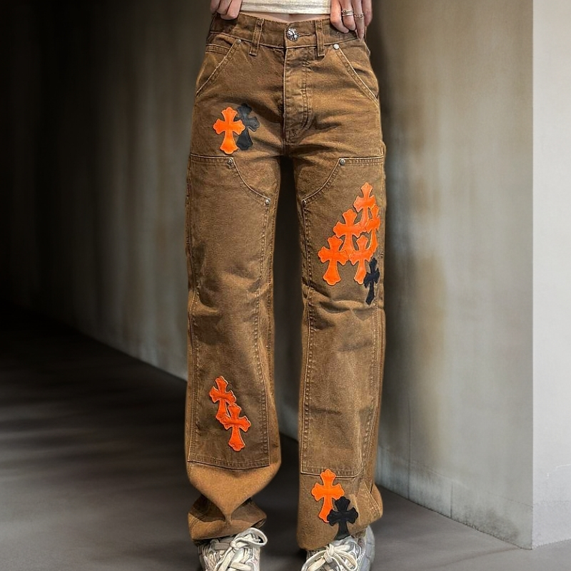 【卡哈T】 潮流时尚牛仔系列裤子高腰直筒休闲夏季复古高街宽松