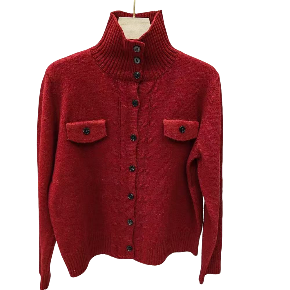 穿搭半高领毛衣开衫女2025冬加厚宽松高级感慵懒风针织外套