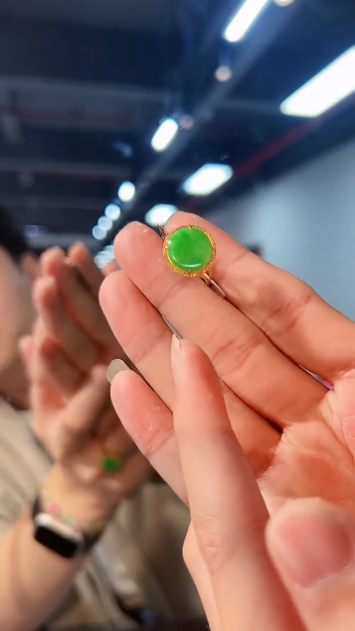 【闪购商品】翡翠戒指18K金镶嵌缅料A货/支持复检/一件