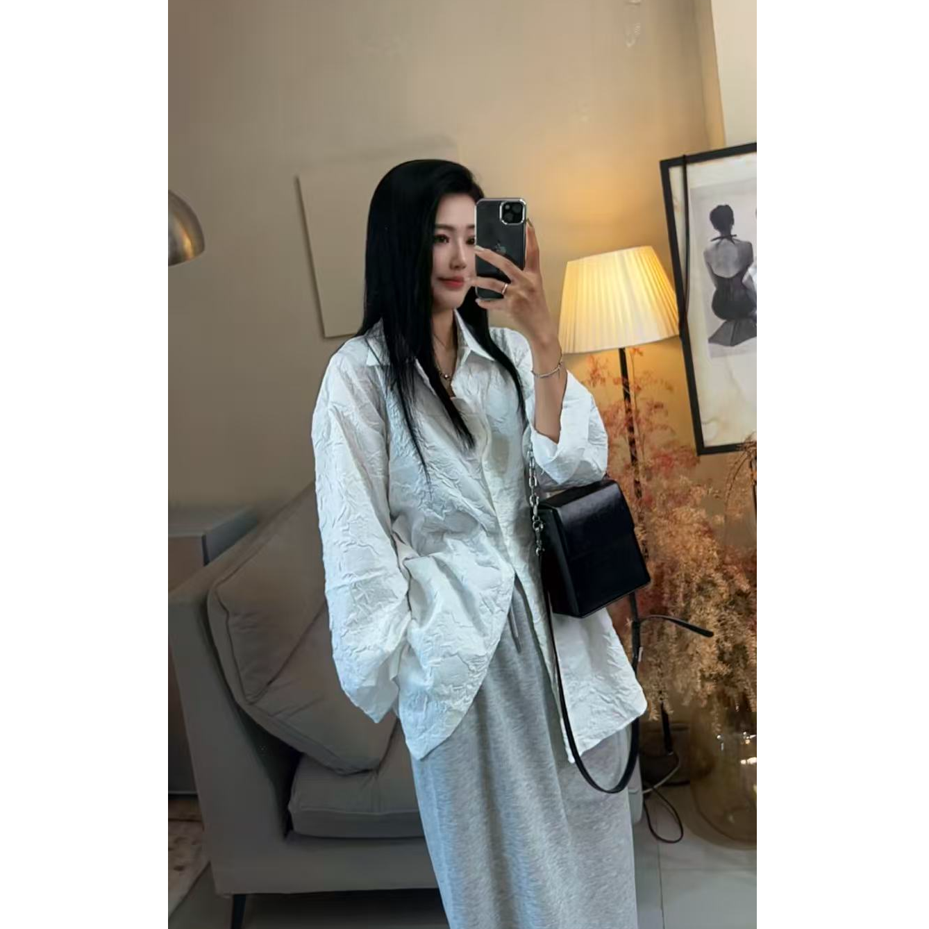 白色衬衫女秋季2025新款设计感小众韩系穿搭衬衣长袖防晒春秋外套
