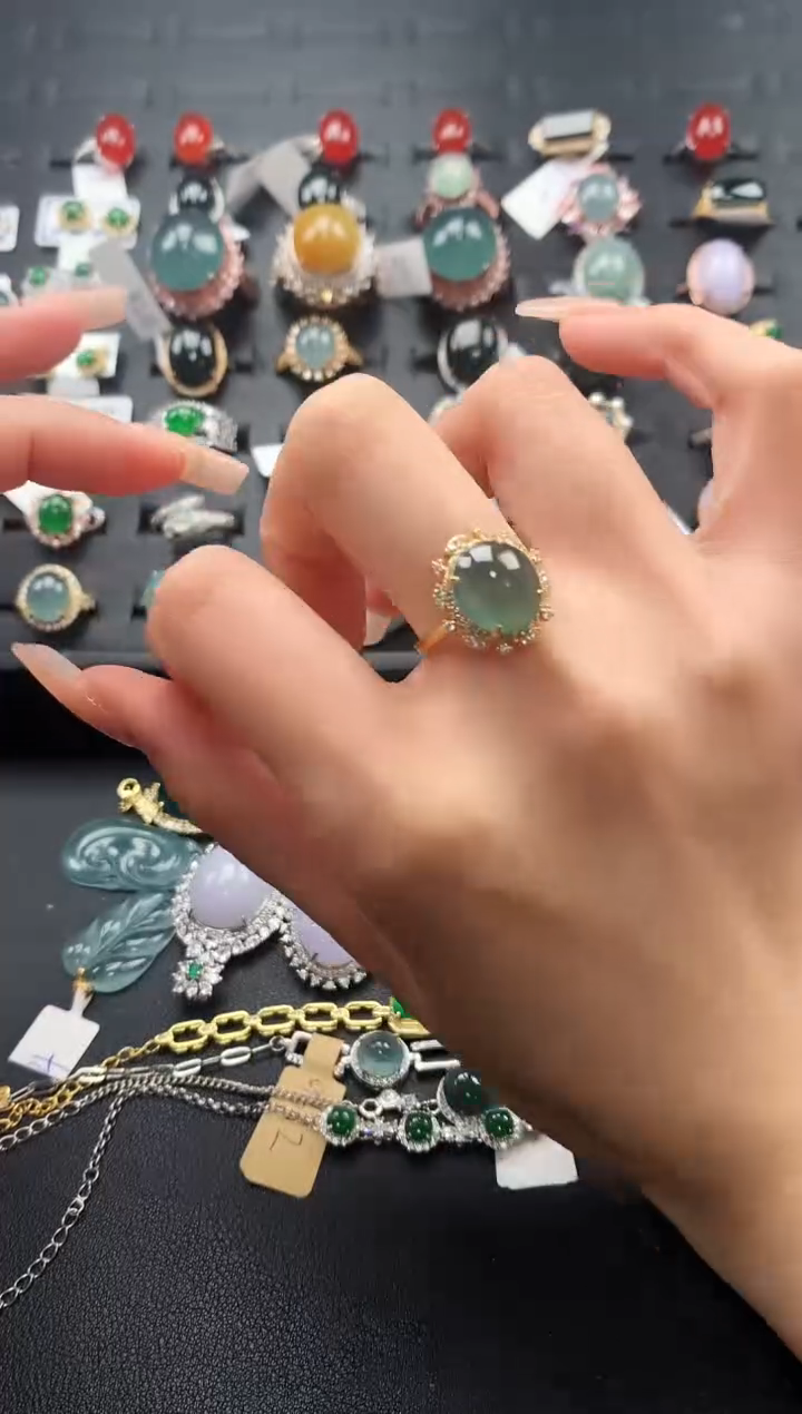 【闪购商品】翡翠戒指银S925镶嵌5675476475476476