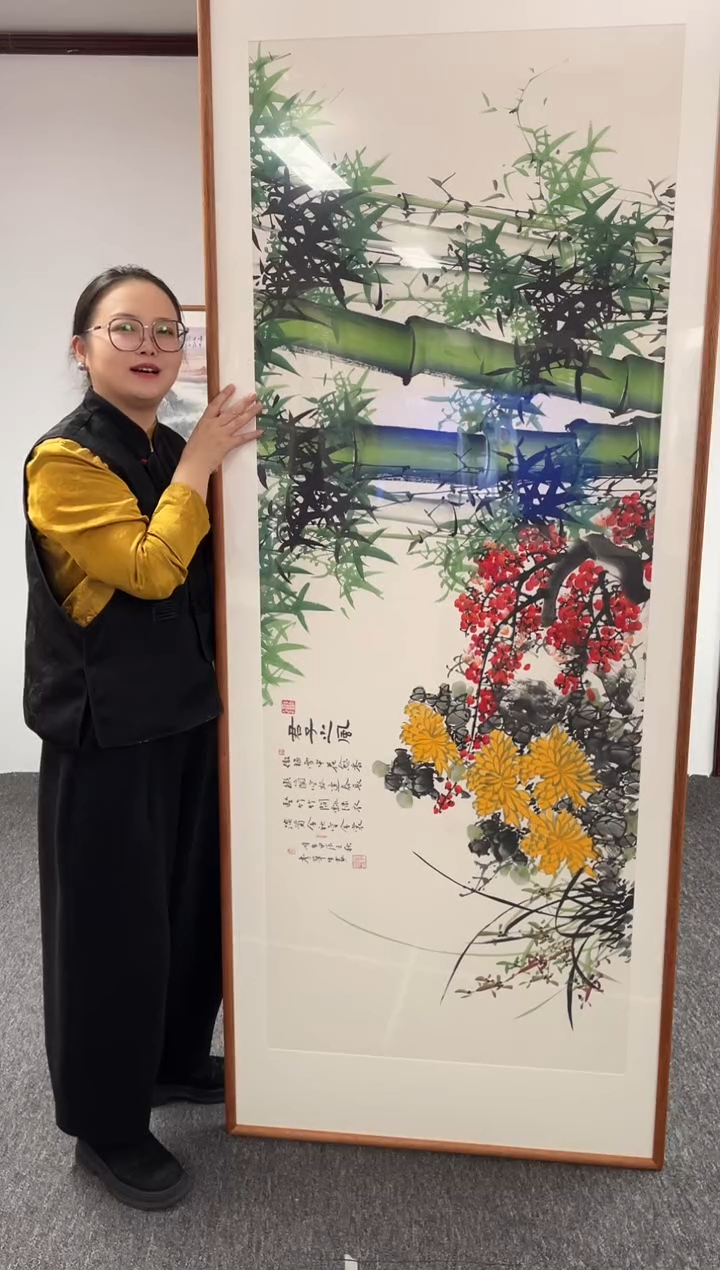 【闪购商品】国画梅兰竹菊210*80绘画作品