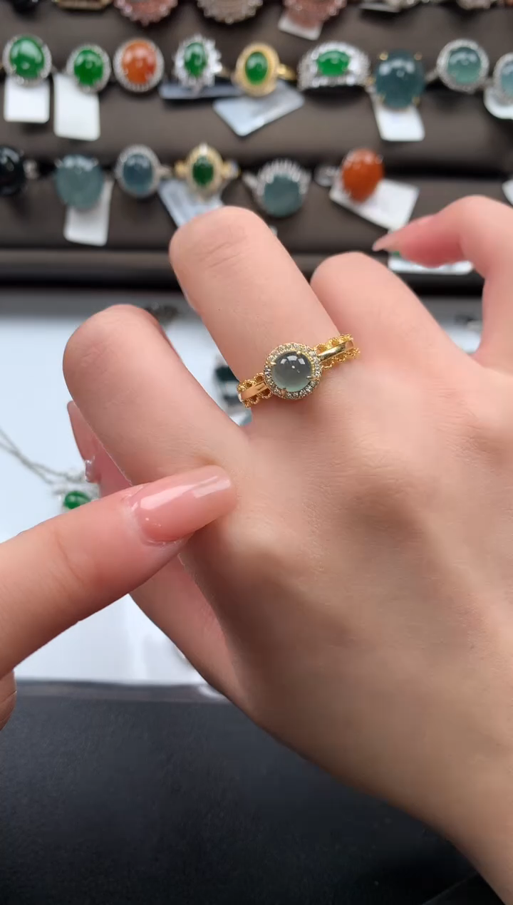 【闪购商品】翡翠戒指银S925镶嵌52141