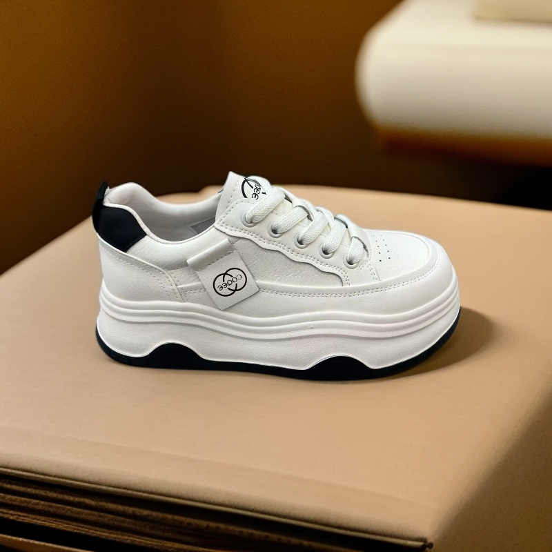 COQEE/酷驰秋季时尚小白鞋休闲厚底增高潮流透气超轻休闲小白鞋