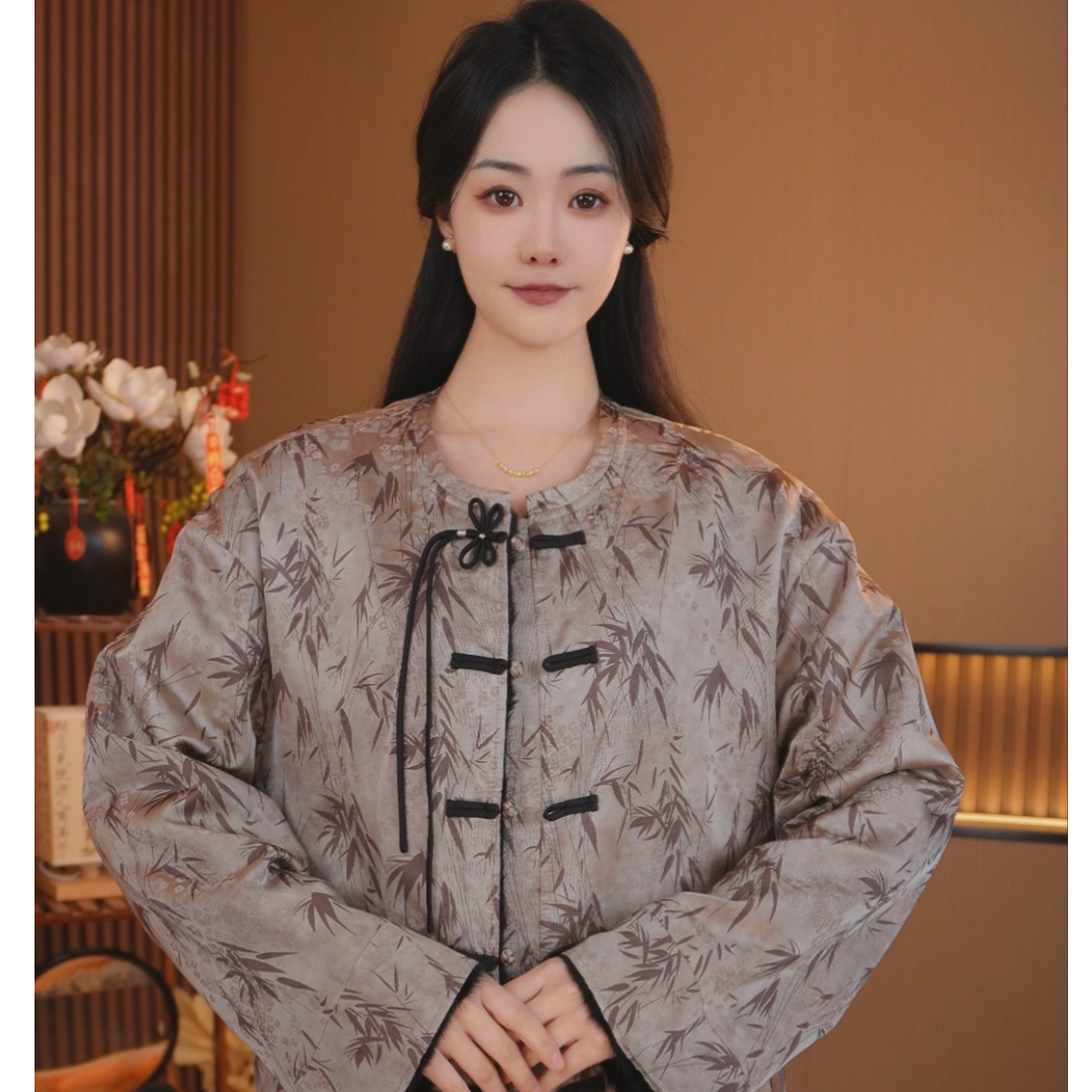 竹知寒-新中式国风真皮草双穿冬季新款外套2025D5756芒果广源仓