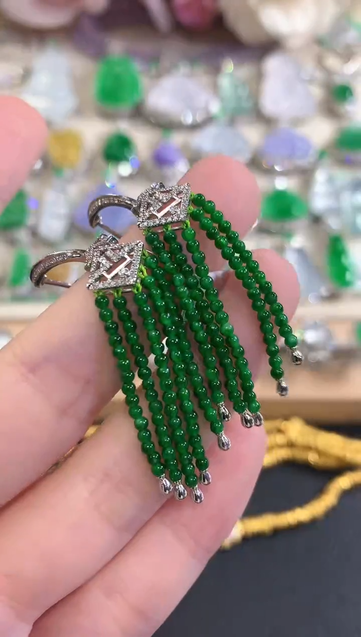 18K金镶嵌翡翠耳饰冬日珠宝E41