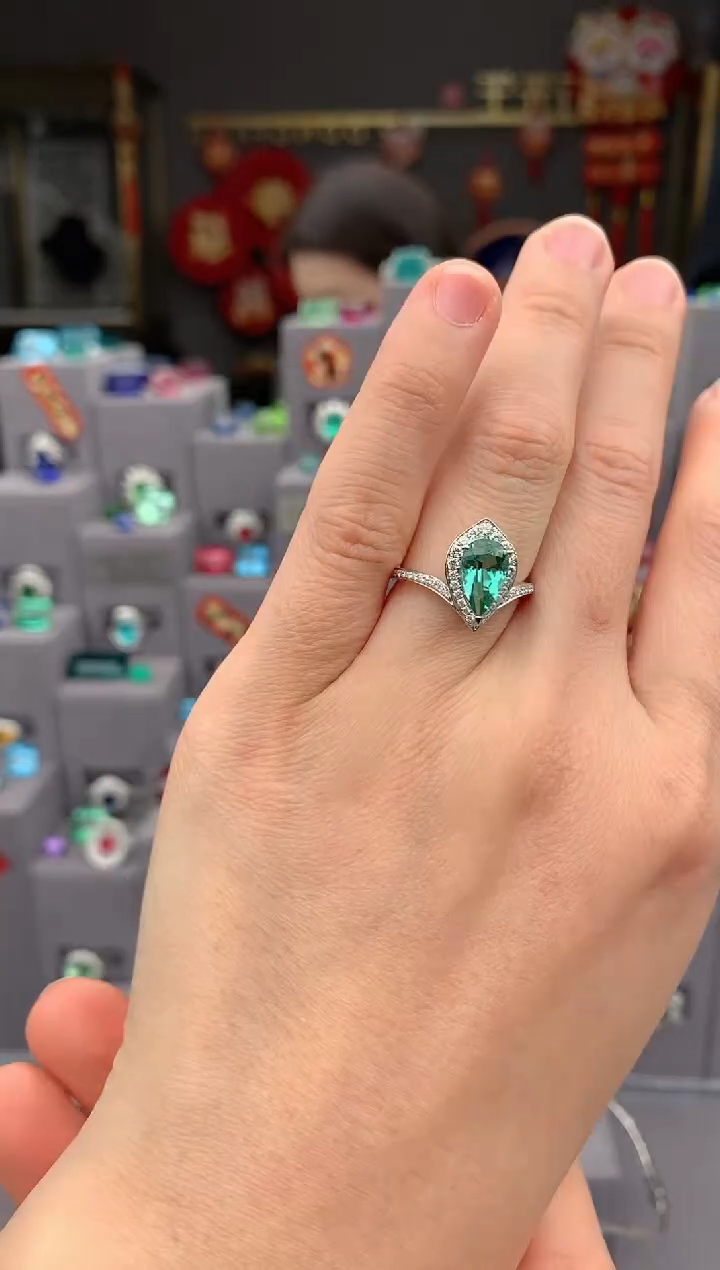 【闪购商品】碧玺戒指未镶嵌蓝碧玺戒指