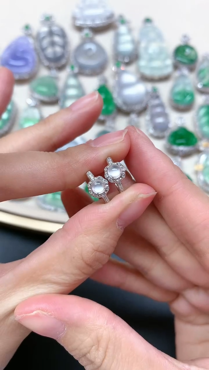 【闪购商品】翡翠耳饰18K金镶嵌A41|1980