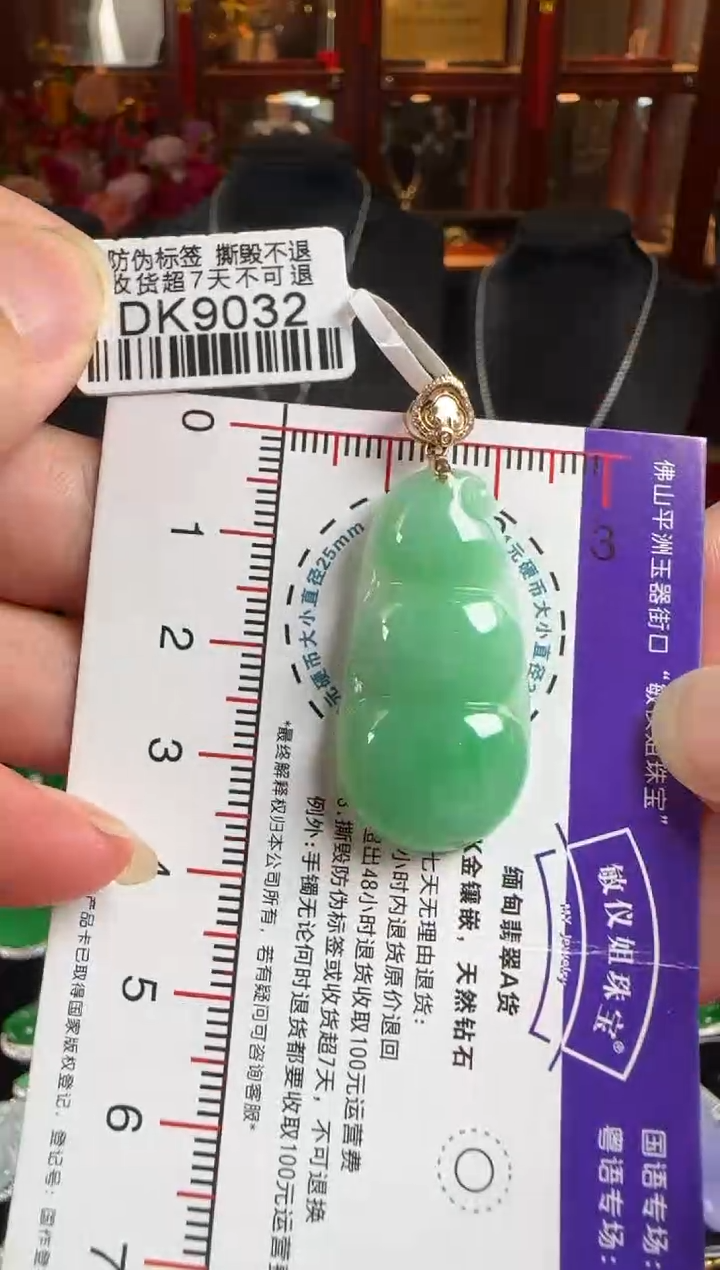 颈饰18K金镶嵌翡翠DK9032绿豆豆