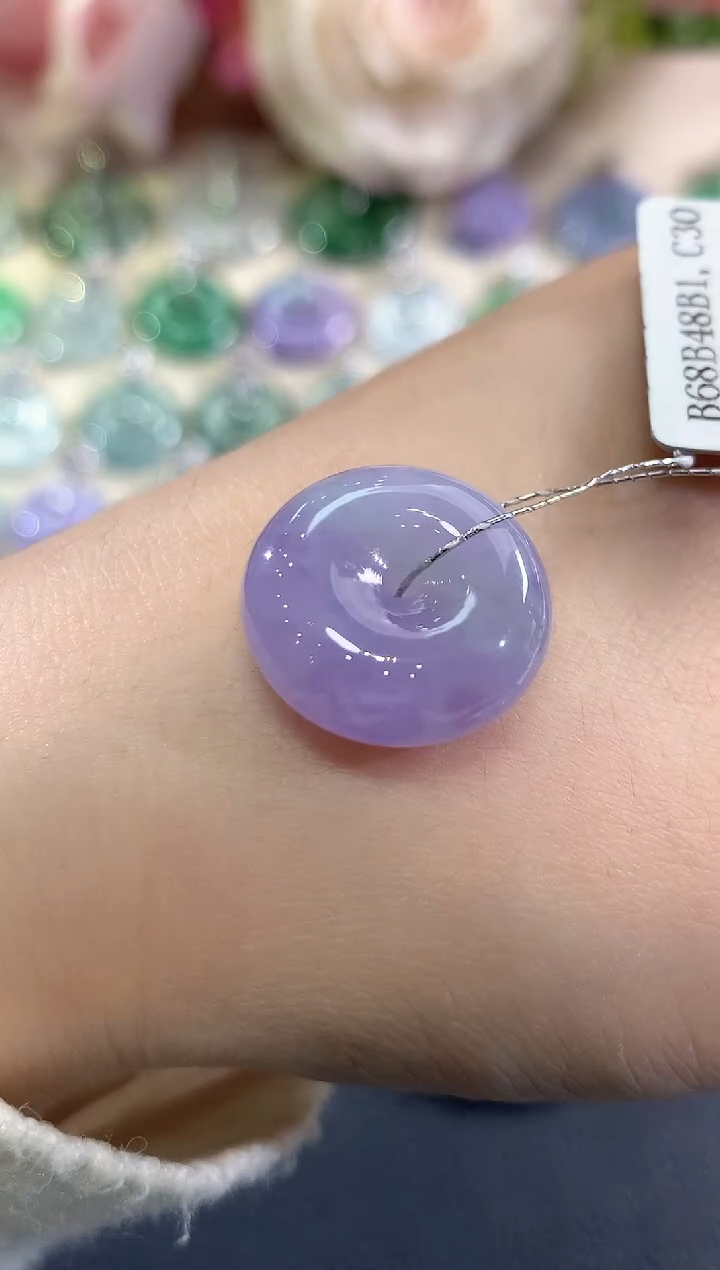 吊坠(不含链)18K金镶嵌翡翠b40紫货有色差多样性一件发货