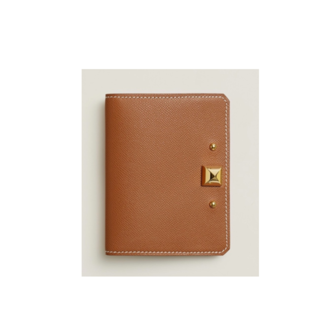 全新未使用 Hermes/爱马仕 小花攀攀Medor 短款 卡包金棕Ep皮 B刻